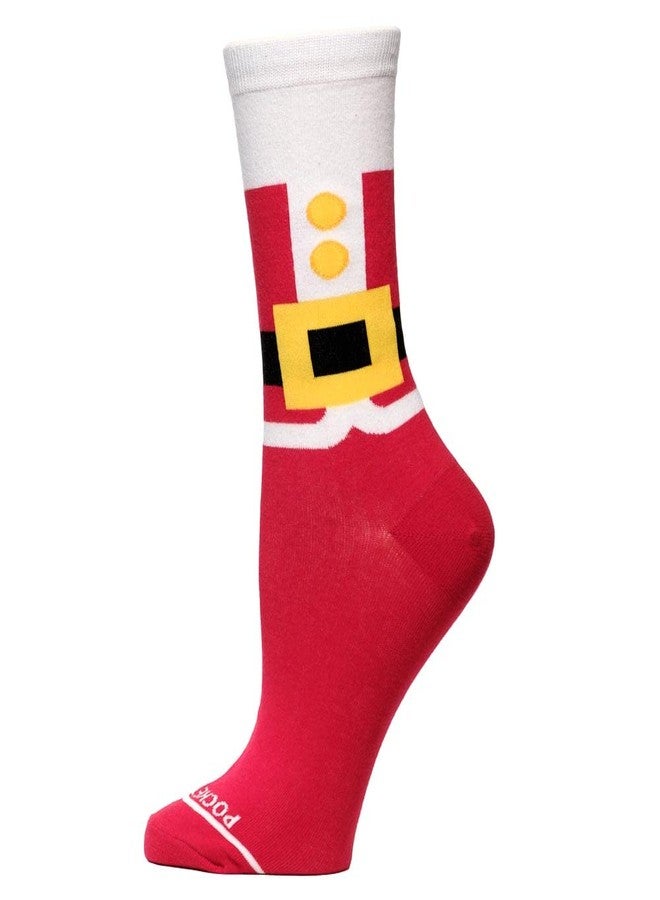 Pocket Socks Fashion Print Holiday Crew Socks for Women & Men - Anti Theft Novelty Socks w/Hidden Zipper Stash Spot Pocket for Travel ID, Keys, Cash - Santa Suit (Limited Edition) - Image 3